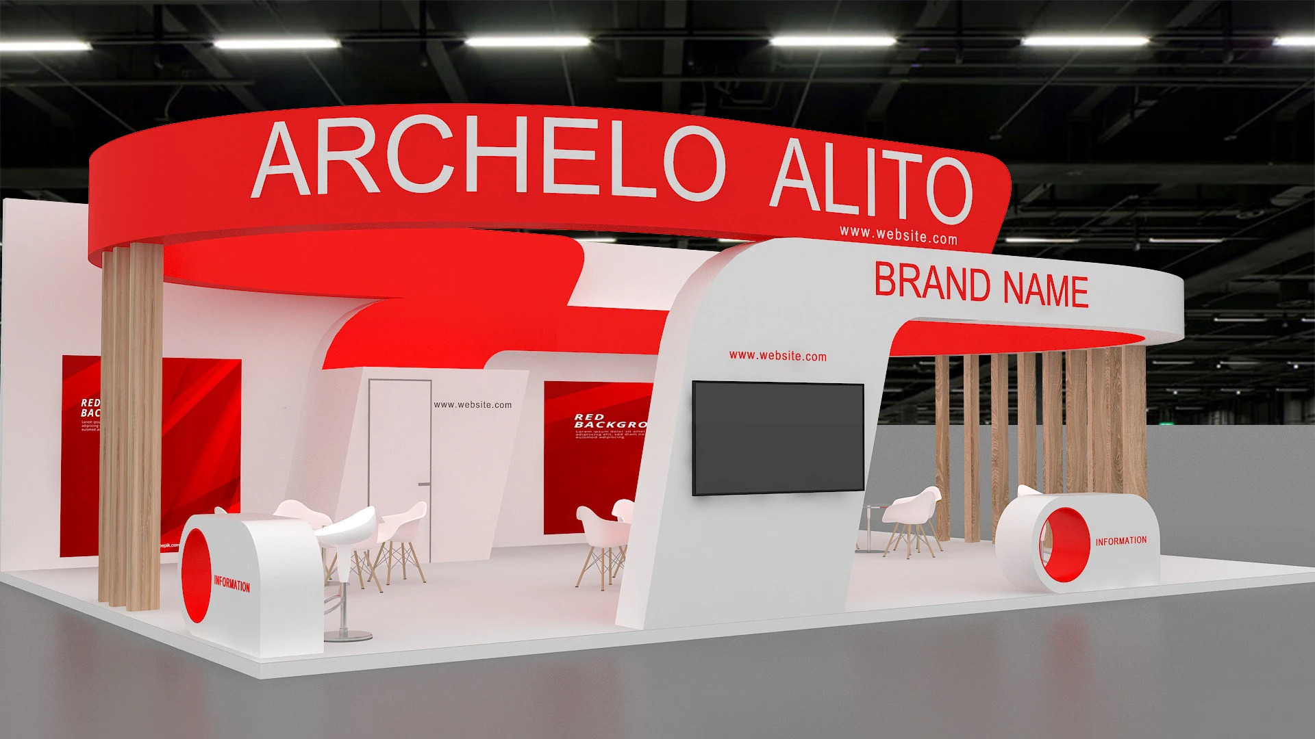 Exhibition booth tradeshow 3D Model .c4d .max .obj .3ds .fbx .stl .blend 