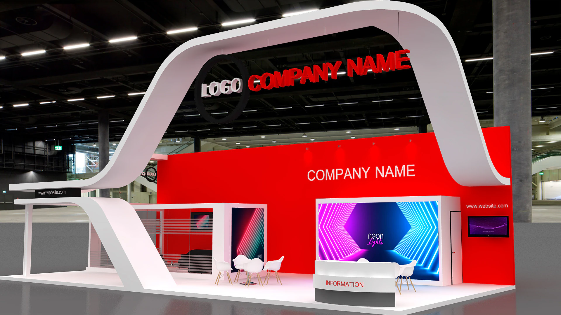3D Exhibition Booth Design 3D Model .c4d .max .obj .3ds .fbx .stl .blend