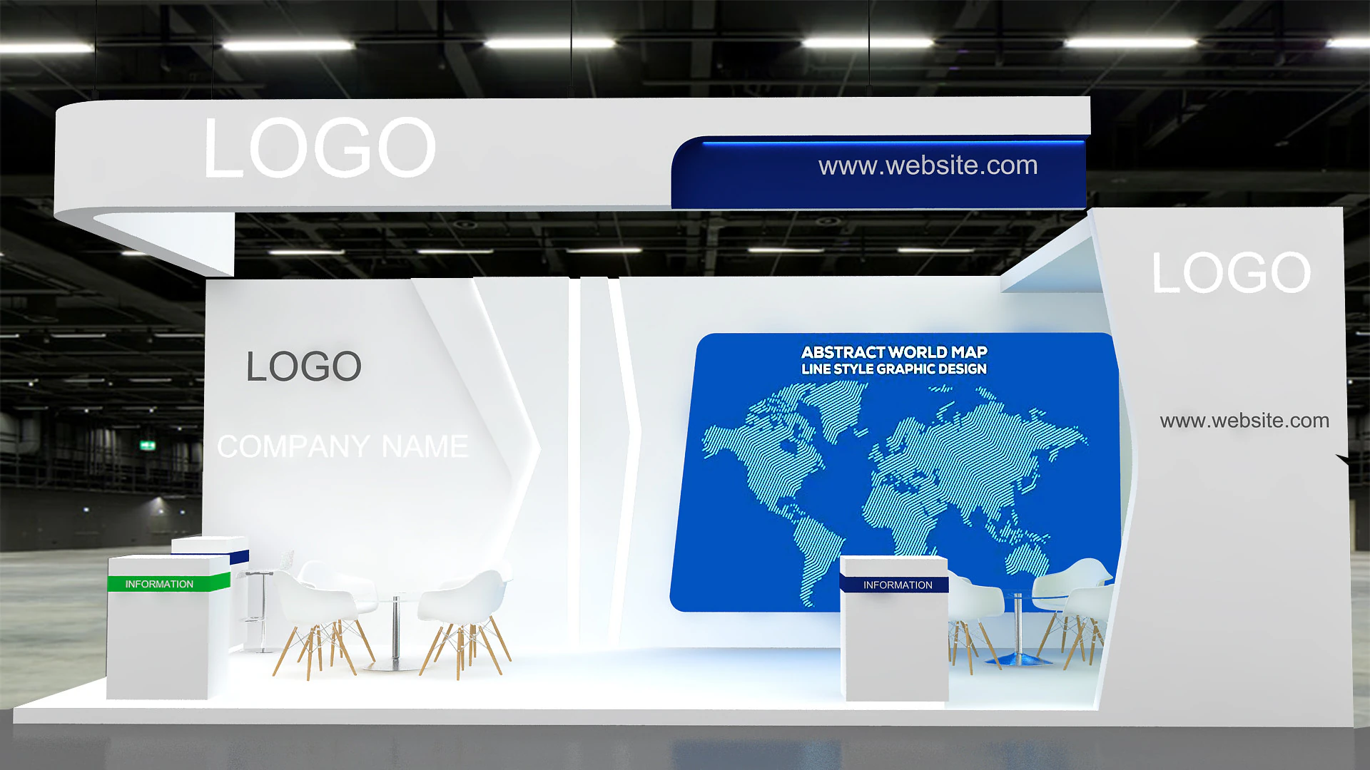 3D Exhibition Stand 3D Model .c4d .max .obj .3ds .fbx .stl .blend 