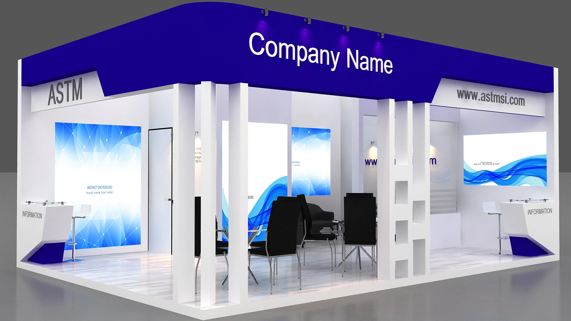 3D Trade Show Booth Design 3D Model .c4d .max .obj .3ds .fbx .stl .blend 