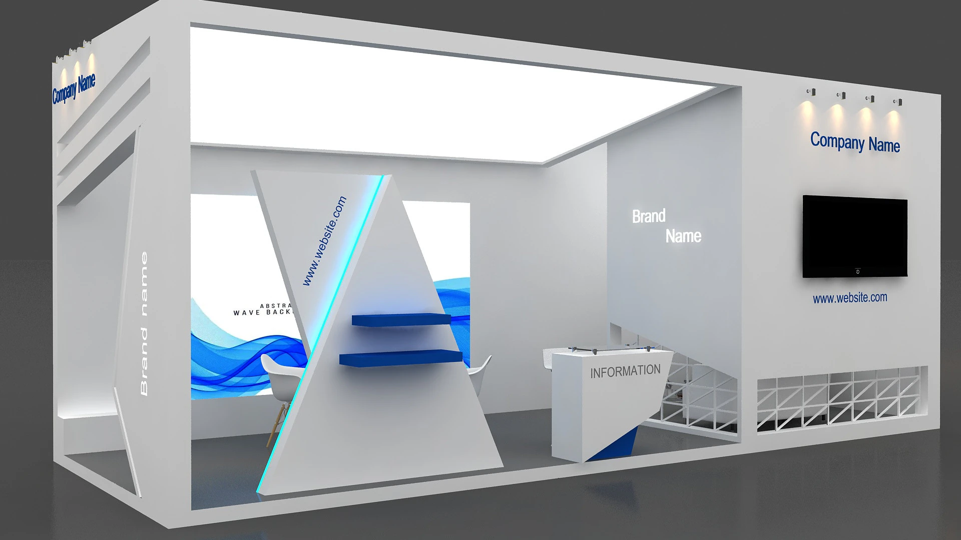 3D Exhibition Stand 3D Model .c4d .max .obj .3ds .fbx .stl .blend 