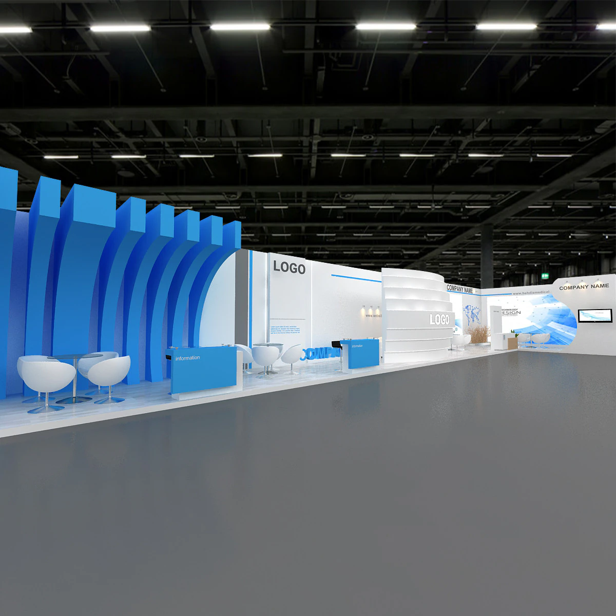 Exhibition booth tradeshow 3D Model .c4d .max .obj .3ds .fbx .stl .blend 