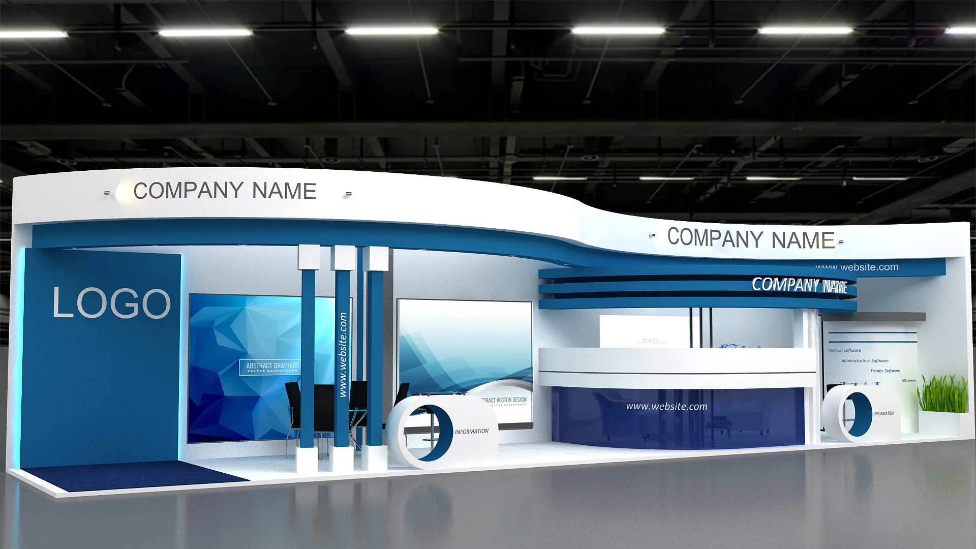 3D Exhibition Stand 3D Model .c4d .max .obj .3ds .fbx .stl .blend 