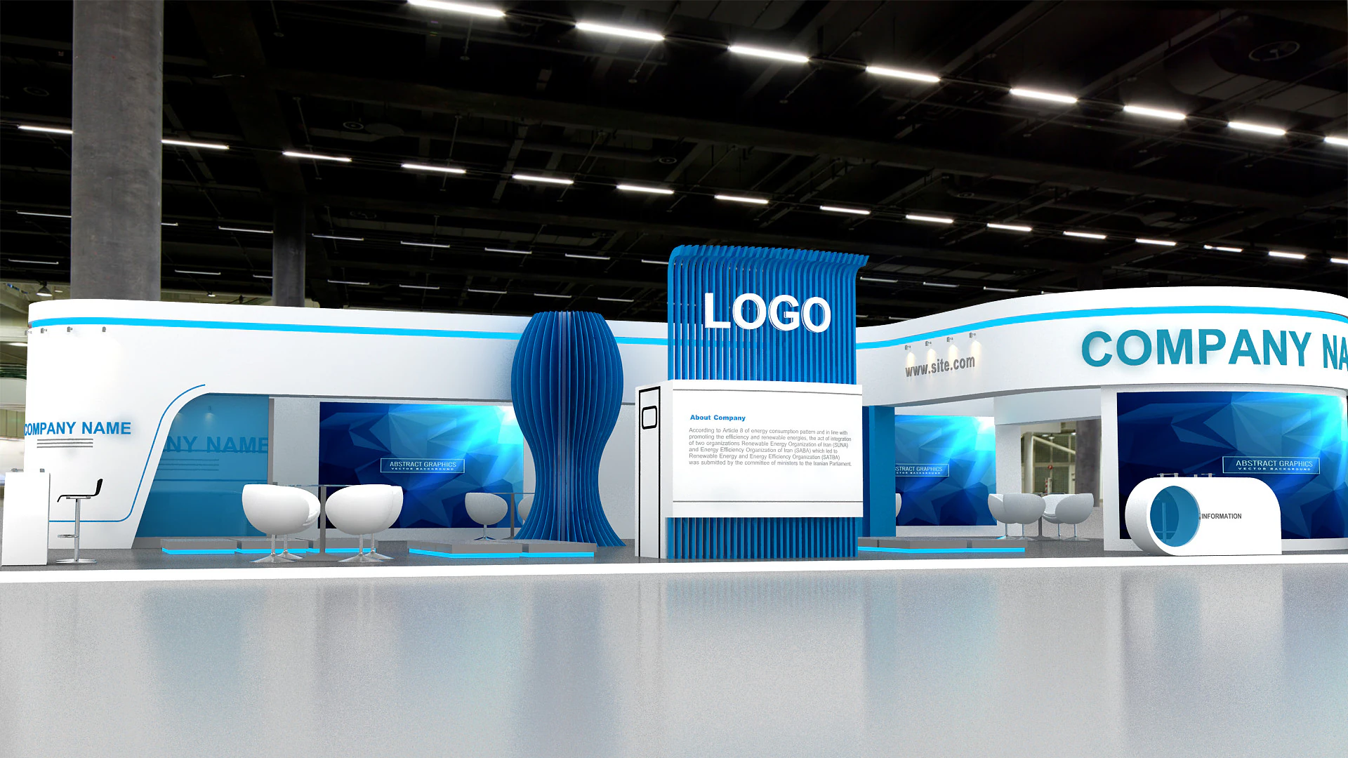 3D Exhibition Booth Model 3D Model .c4d .max .obj .3ds .fbx .stl .blend