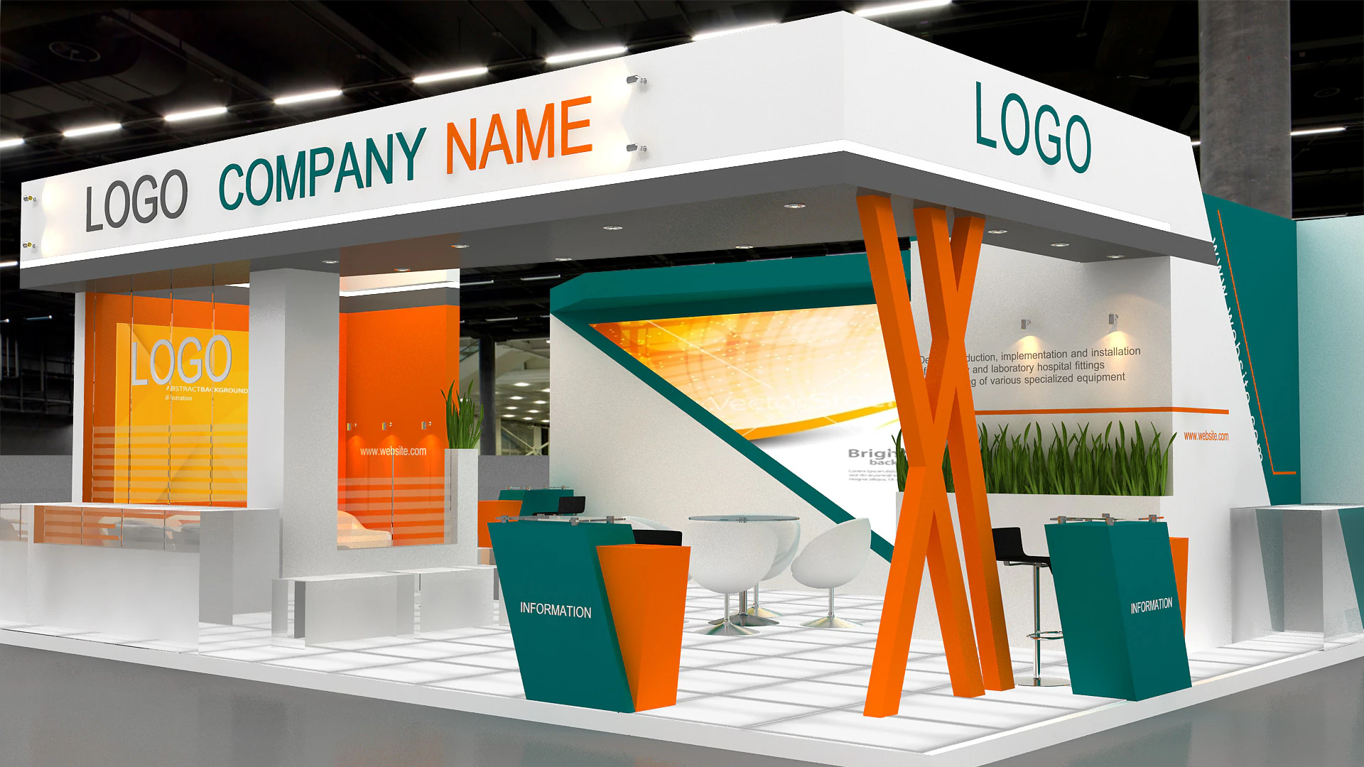 3D Exhibition Booth Design 3D Model .c4d .max .obj .3ds .fbx .stl .blend 