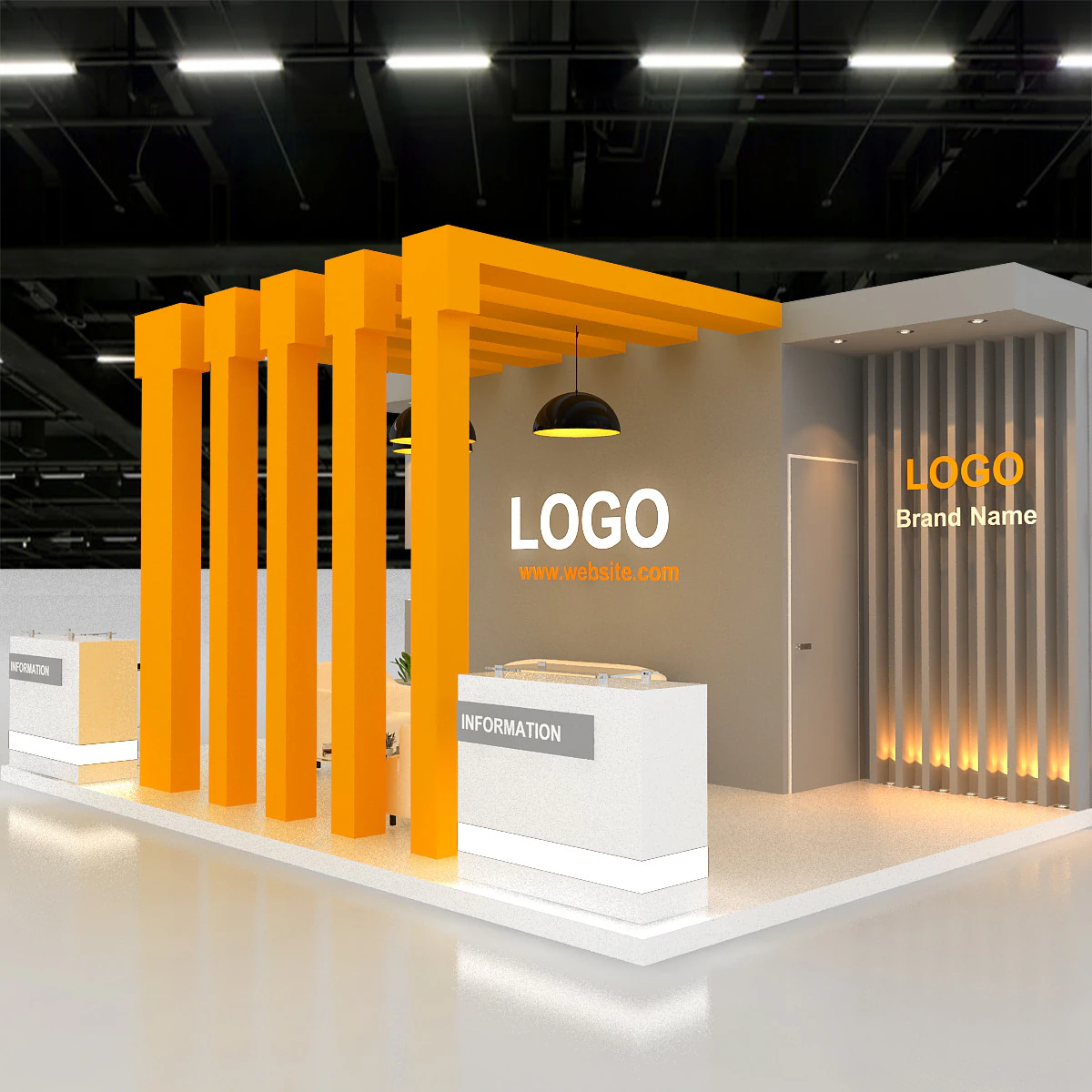 Exhibition booth tradeshow 3D Model .c4d .max .obj .3ds .fbx .stl .blend 
