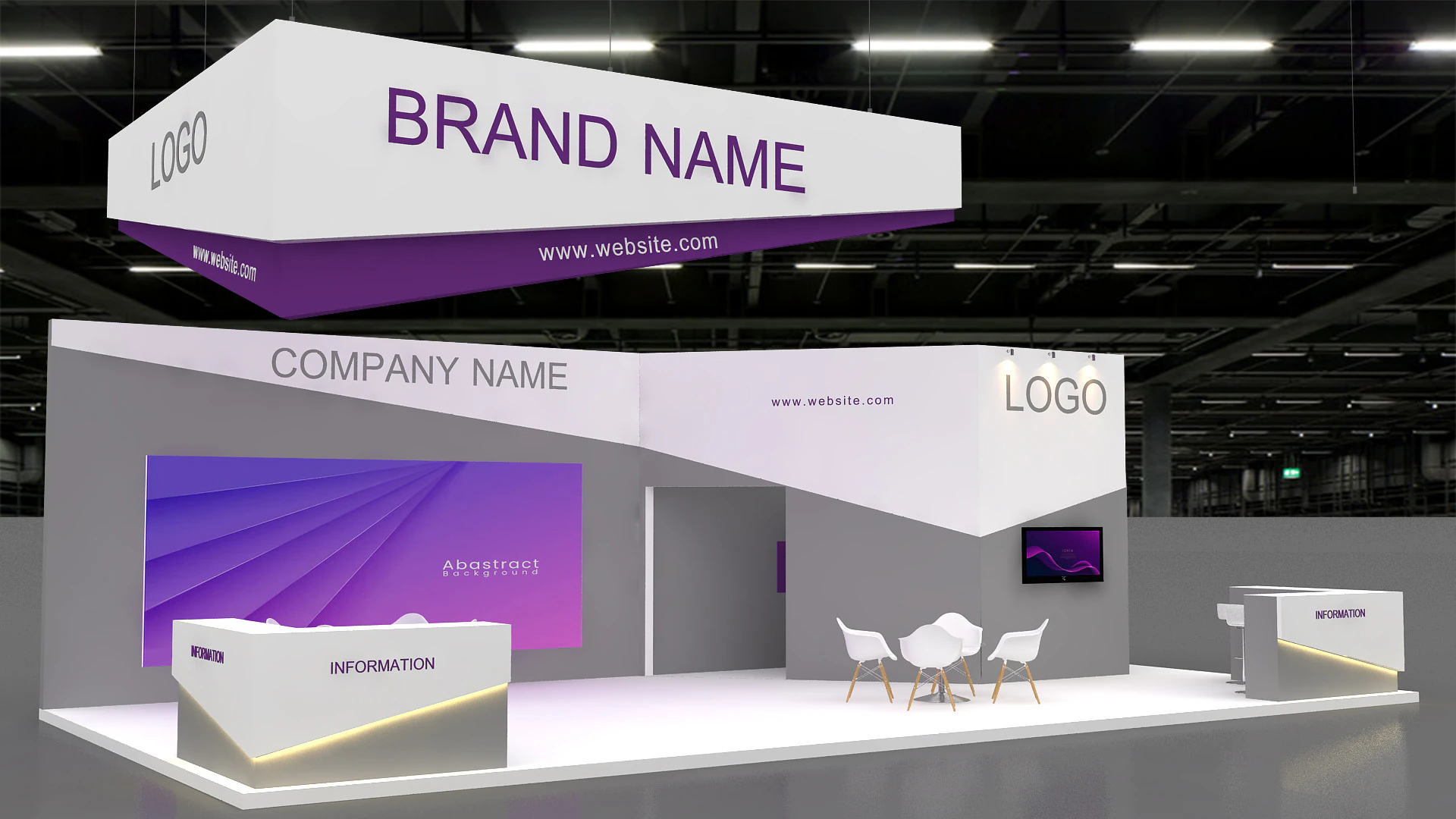 Exhibition booth tradeshow 3D Model .c4d .max .obj .3ds .fbx .stl .blend 