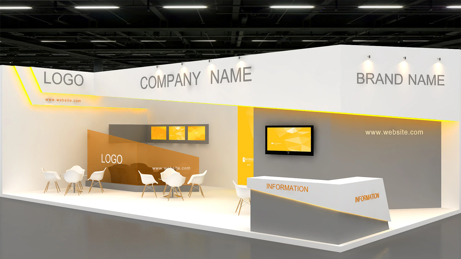 3D Exhibition Booth Model 3D Model .c4d .max .obj .3ds .fbx .stl .blend 