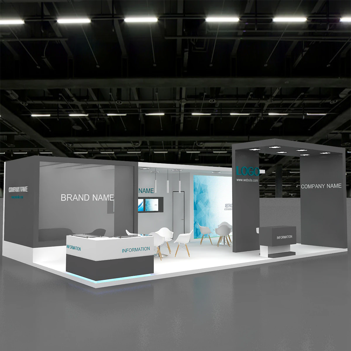 3D Exhibition Booth Design 3D Model .c4d .max .obj .3ds .fbx .stl .blend 