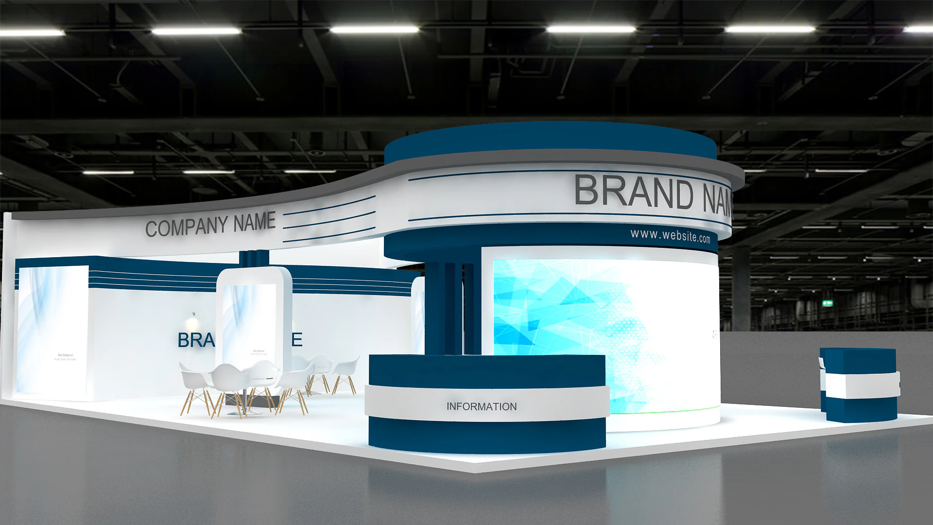 3D Exhibition Booth Design 3D Model .c4d .max .obj .3ds .fbx .stl .blend 