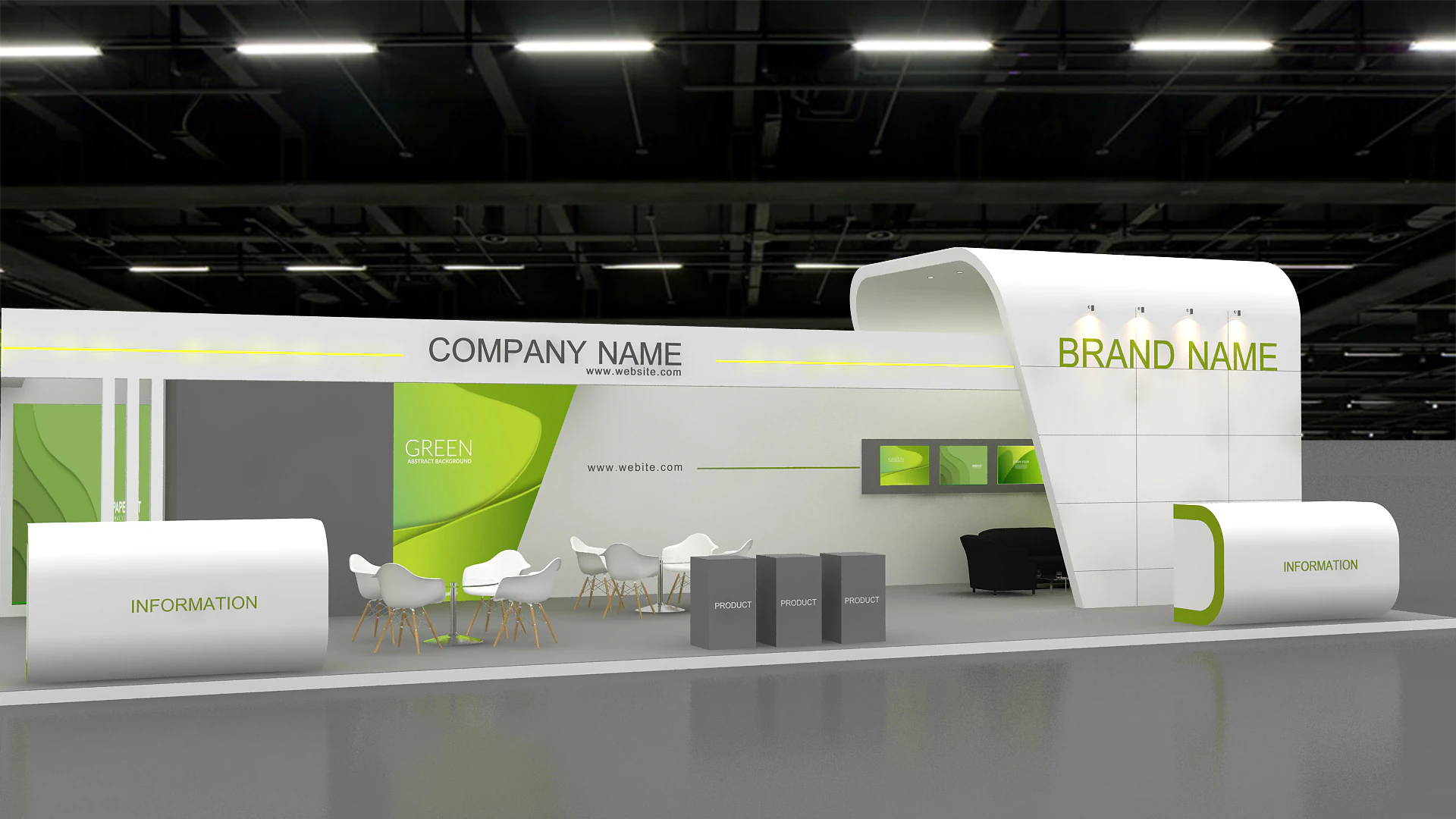 3D Exhibition Stand stall 3D Model .c4d .max .obj .3ds .fbx .stl .blend 