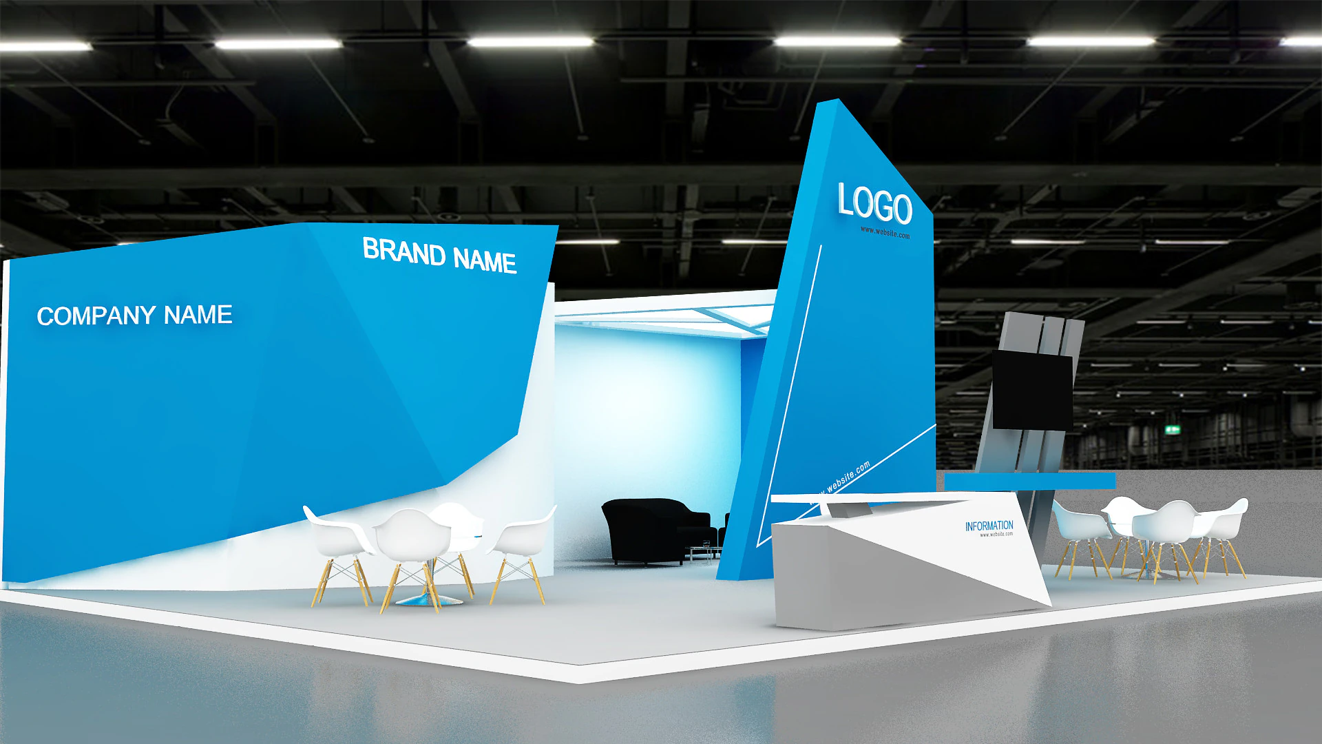 3D Exhibition Stand stall 3D Model .c4d .max .obj .3ds .fbx .stl .blend 