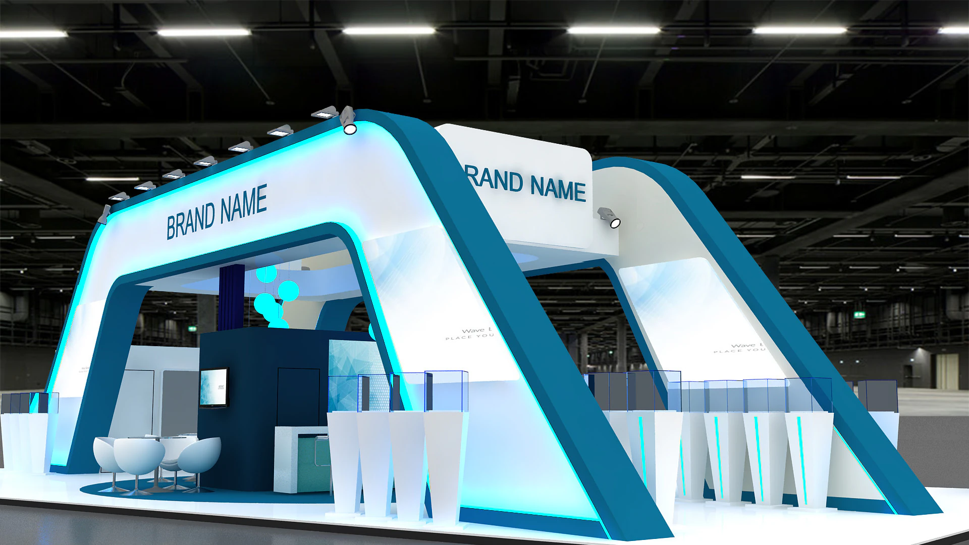 3D Exhibition Booth Model 3D Model .c4d .max .obj .3ds .fbx .stl .blend