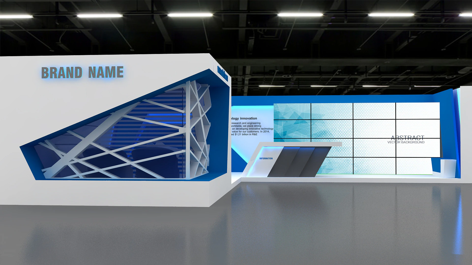 3D Exhibition Stand 3D Model .c4d .max .obj .3ds .fbx .stl .blend