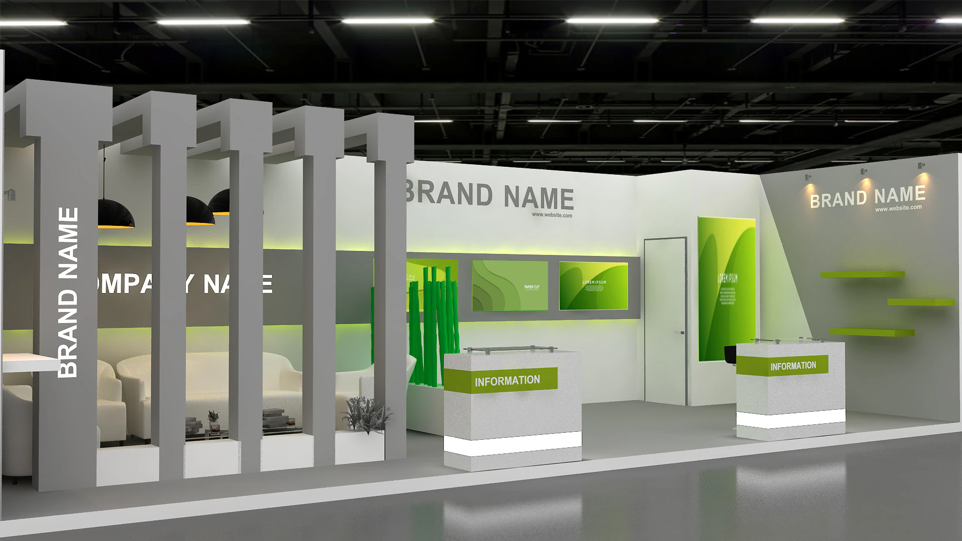 3D Exhibition Booth Model 3D Model .c4d .max .obj .3ds .fbx .stl .blend 