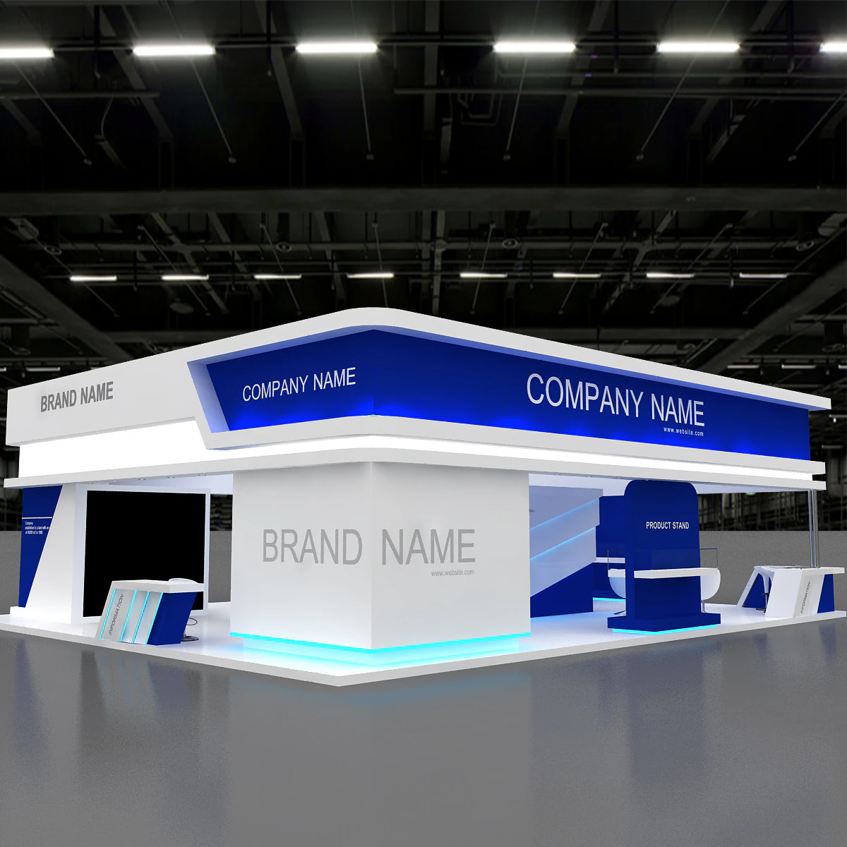 3D Exhibition Stand 3D Model .c4d .max .obj .3ds .fbx .stl .blend