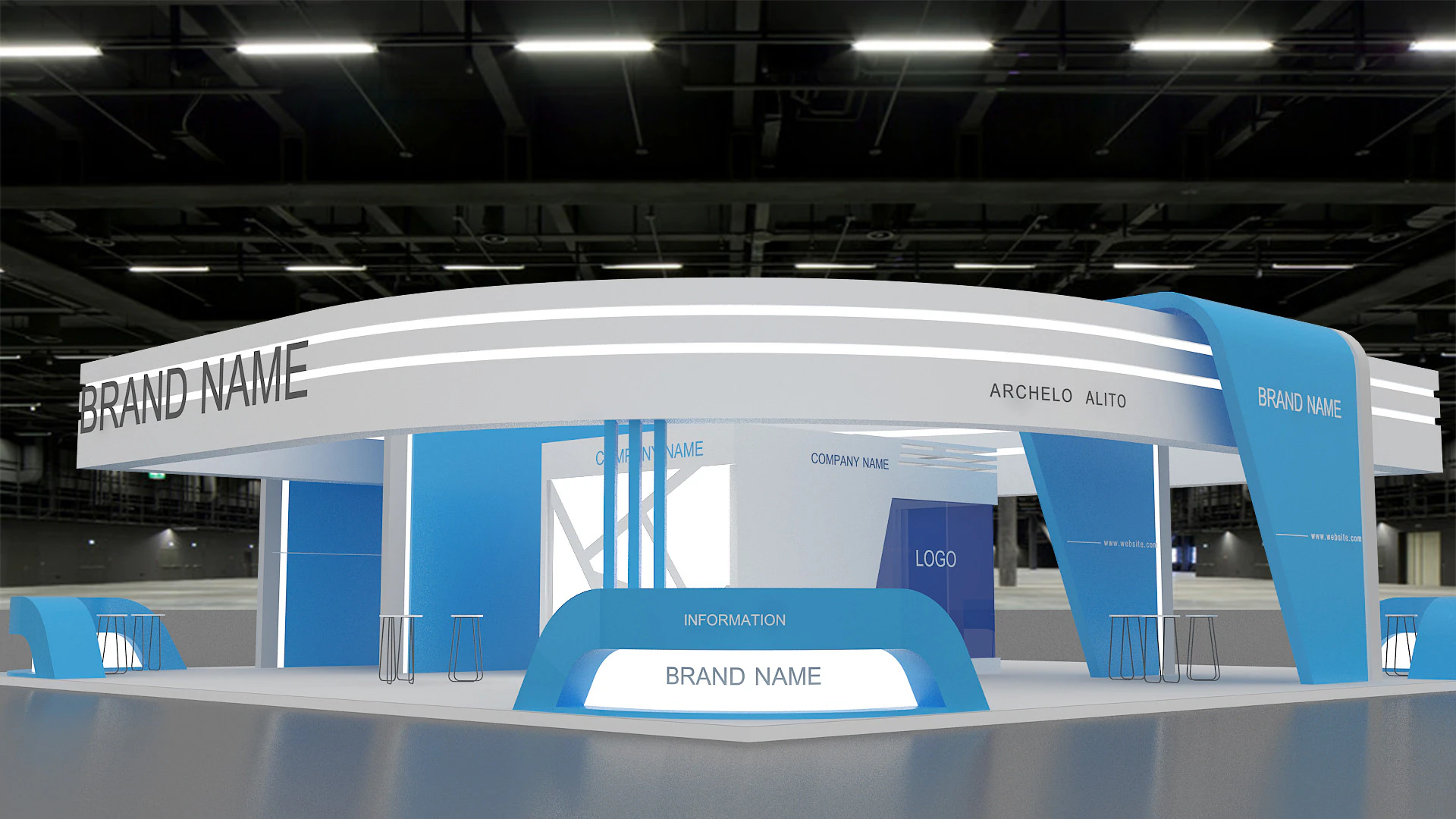 3D Booth Design 3D Model .c4d .max .obj .3ds .fbx .stl .blend