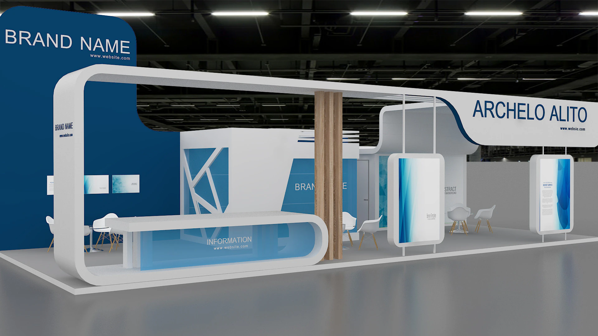 3D Exhibition Booth Model 3D Model .c4d .max .obj .3ds .fbx .stl .blend 