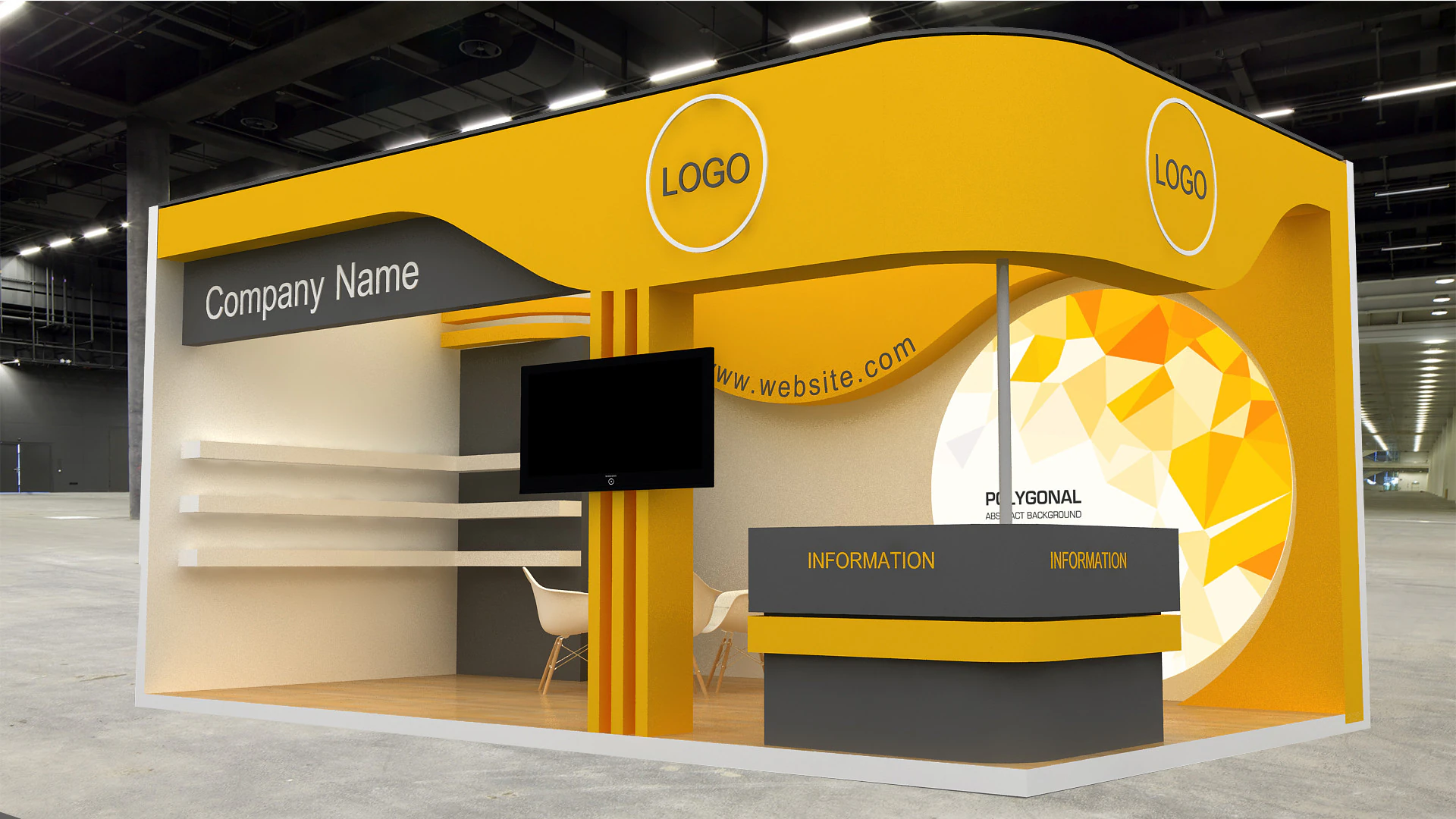 3D Exhibition Stand 3D Model .c4d .max .obj .3ds .fbx .stl .blend 