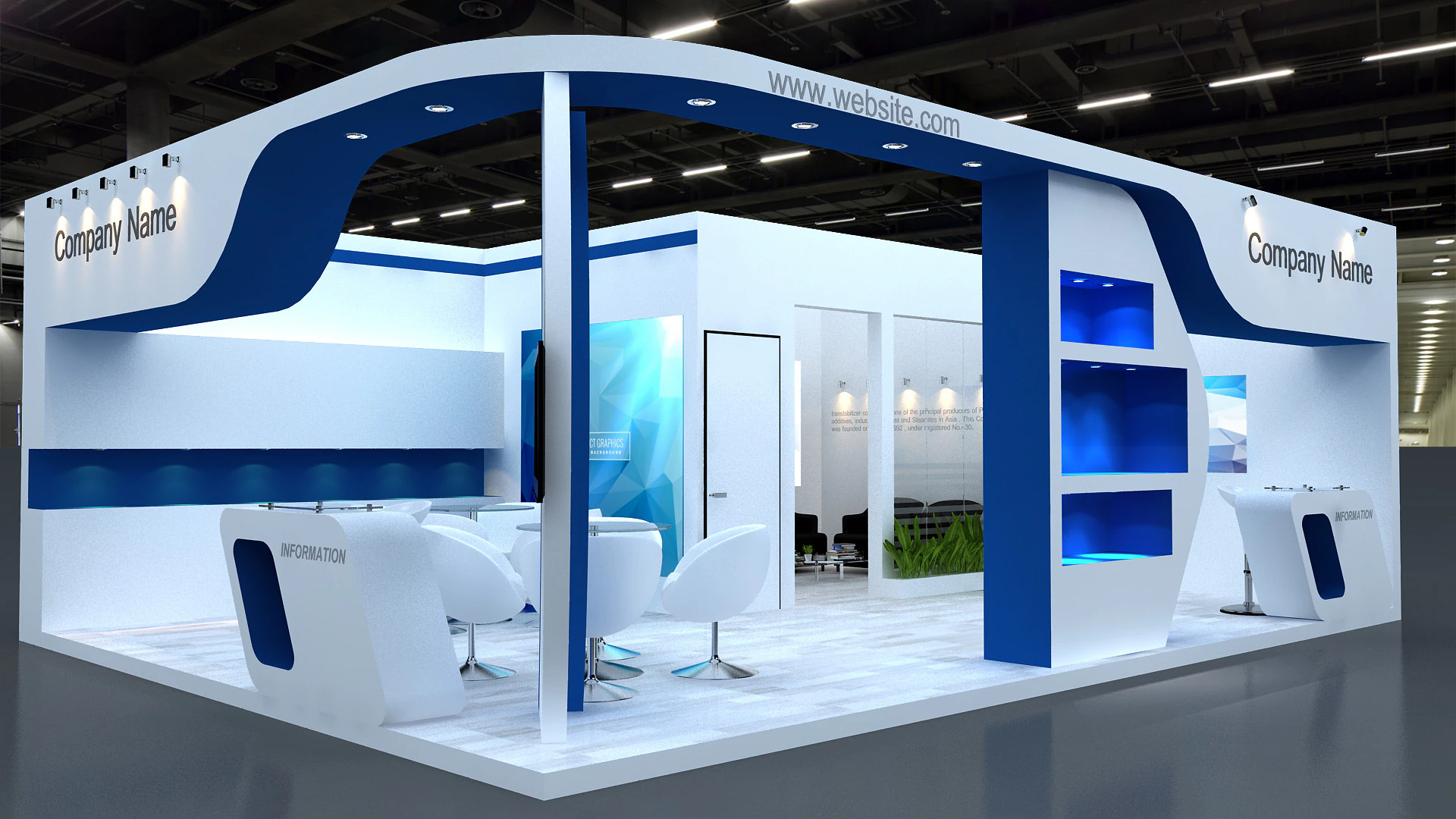3D Exhibition Stand 3D Model .c4d .max .obj .3ds .fbx .stl .blend
