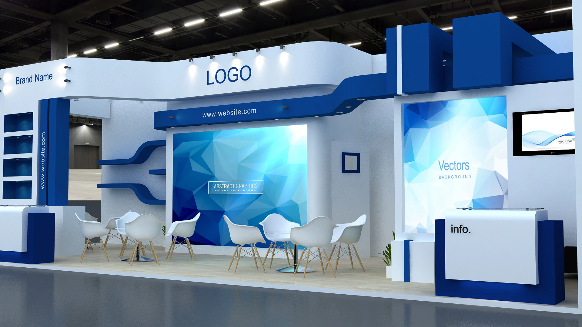 3D Exhibition Booth Design 3D Model .c4d .max .obj .3ds .fbx .stl .blend 