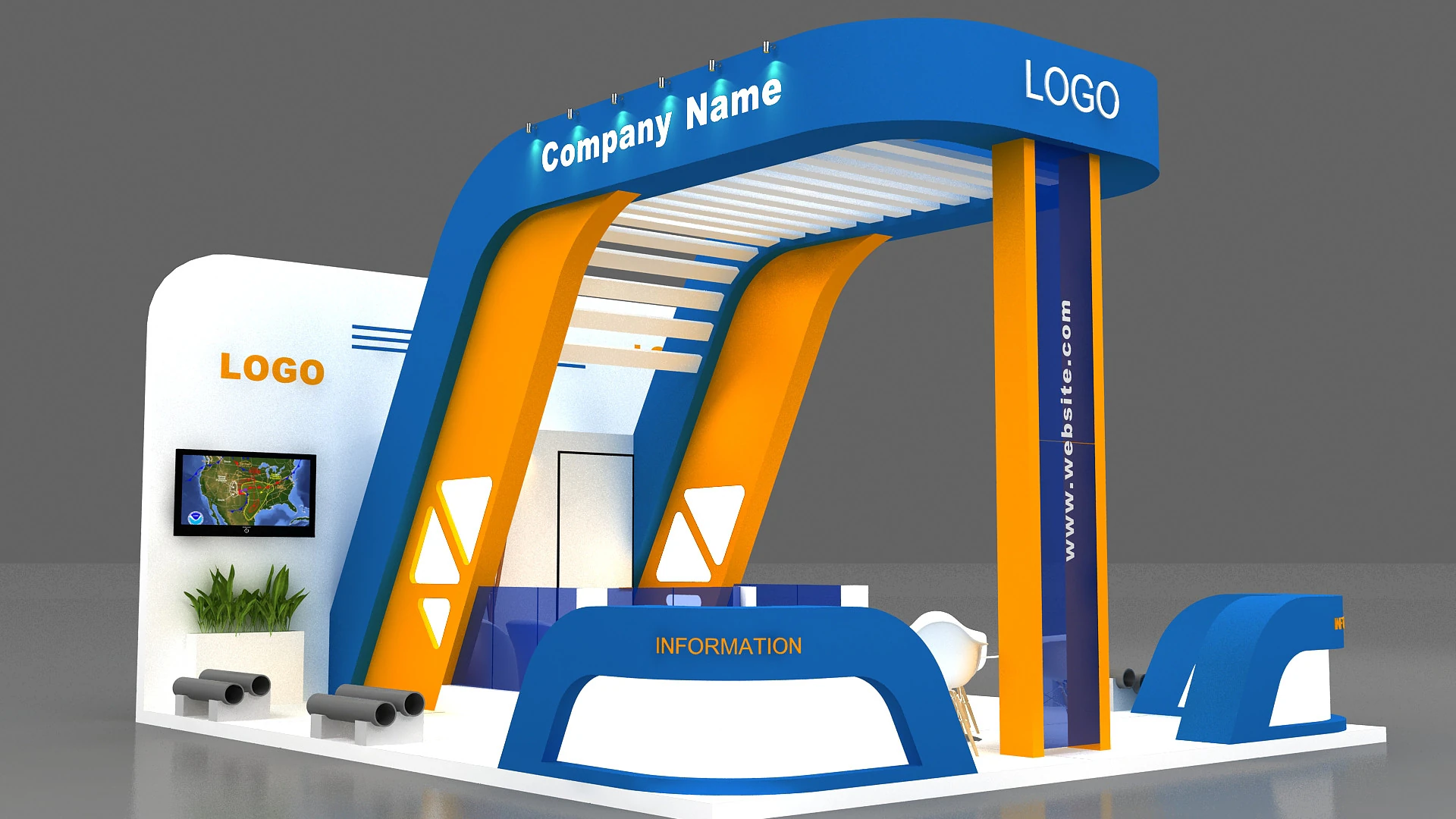 3D Exhibition Stand 3D Model .c4d .max .obj .3ds .fbx .stl .blend