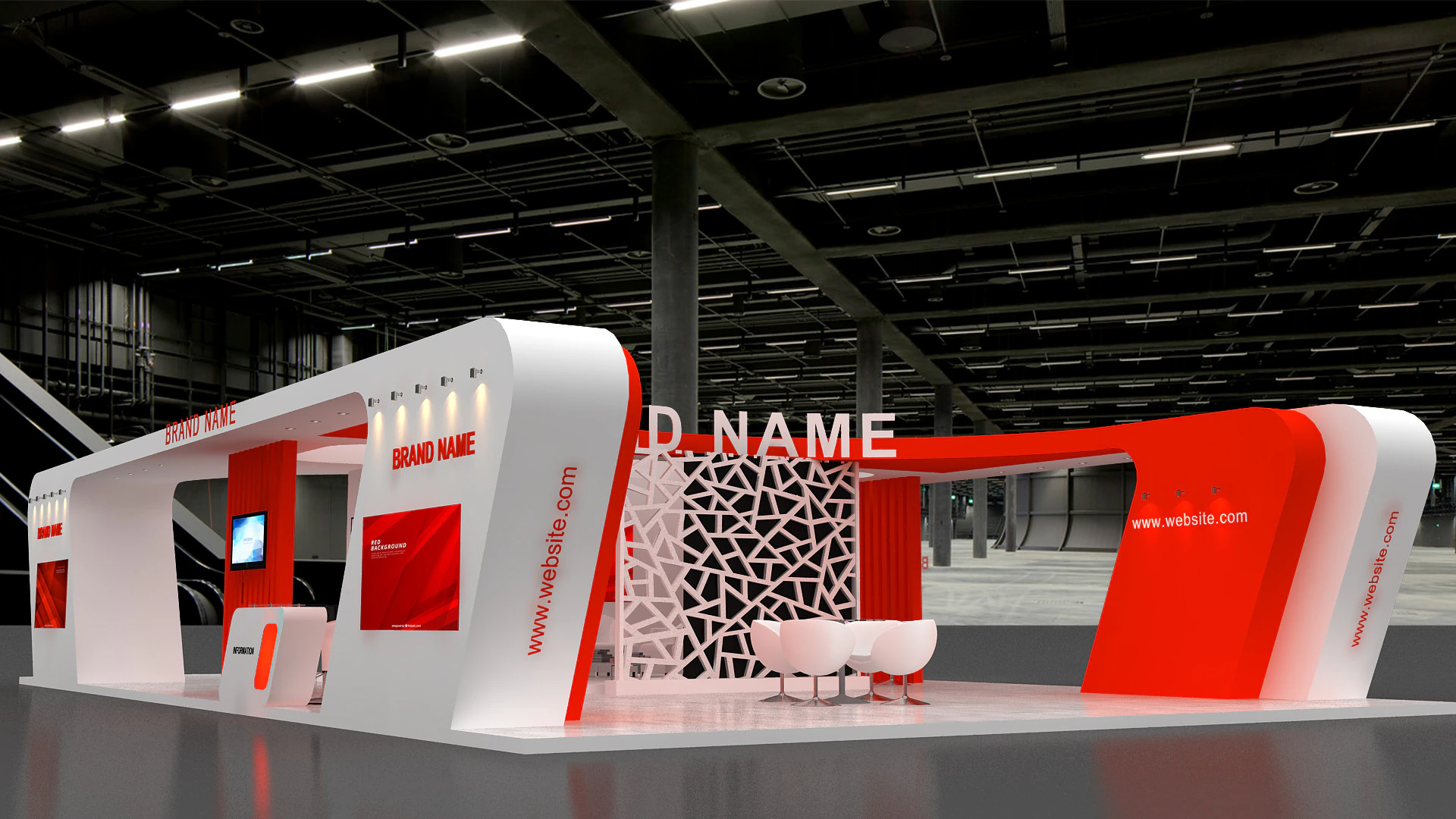 3D Exhibition Stand 3D Model .c4d .max .obj .3ds .fbx .stl .blend 