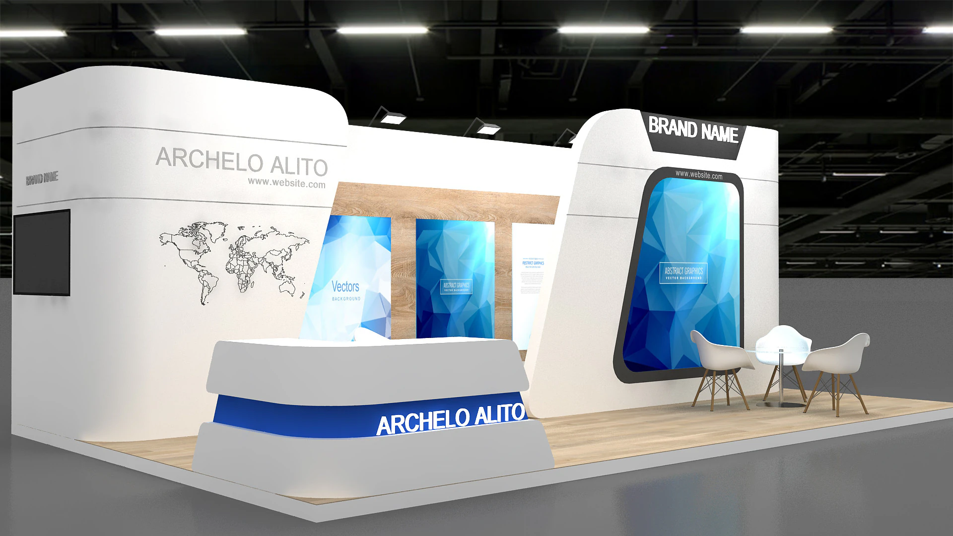 3D Exhibition Stand 3D Model .c4d .max .obj .3ds .fbx .stl .blend