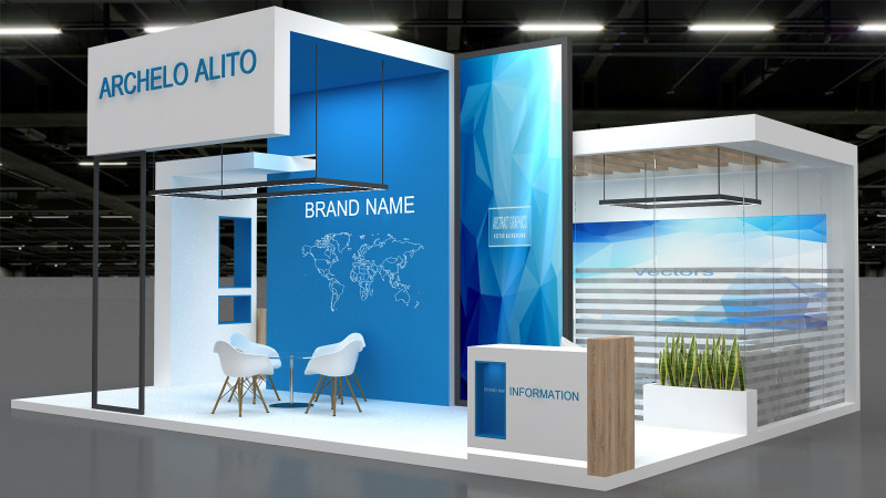3D Exhibition Stand 3D Model .c4d .max .obj .3ds .fbx .stl .blend