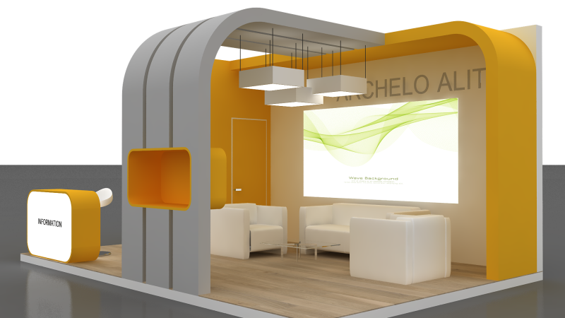 3D Exhibition Stand 3D Модель .c4d .max .obj .3ds .fbx .stl .blend 