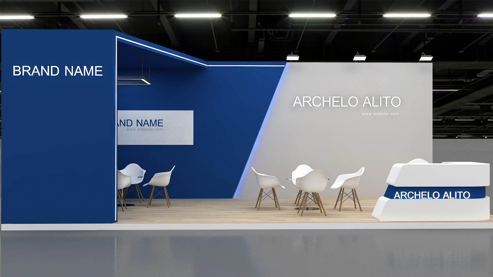 3D Exhibition Stand 3D Model .c4d .max .obj .3ds .fbx .stl .blend