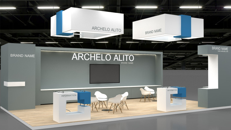 3D Exhibition Stand 3D Model .c4d .max .obj .3ds .fbx .stl .blend