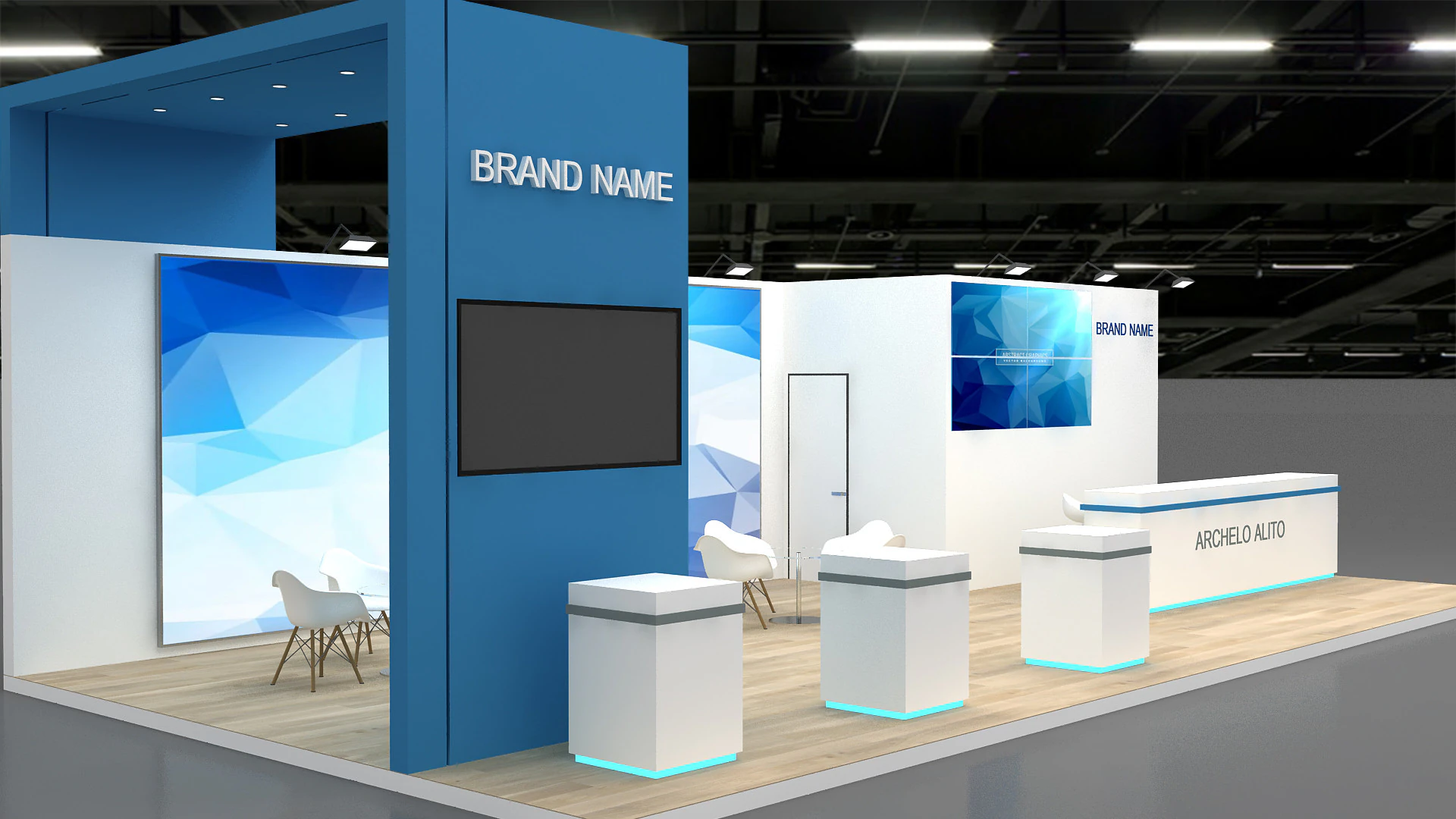Booth 3d exhibition 3D Model .c4d .max .obj .3ds .fbx .stl .blend 