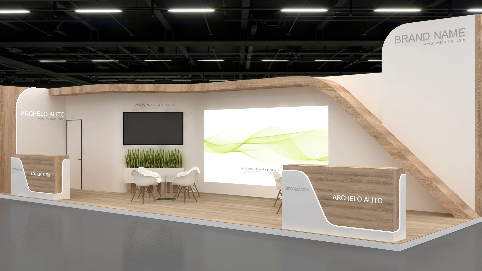 3D Exhibition Stand 3D Model .c4d .max .obj .3ds .fbx .stl .blend