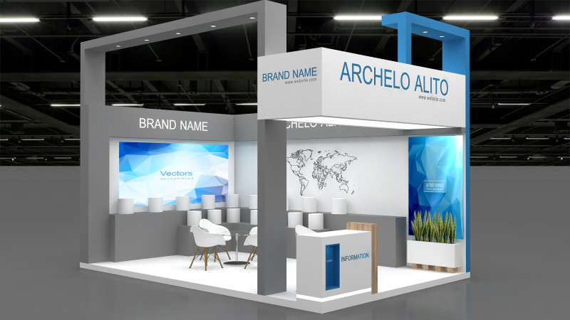 3D Exhibition Booth 3D 模型 .c4d .max .obj .3ds .fbx .stl .blend 