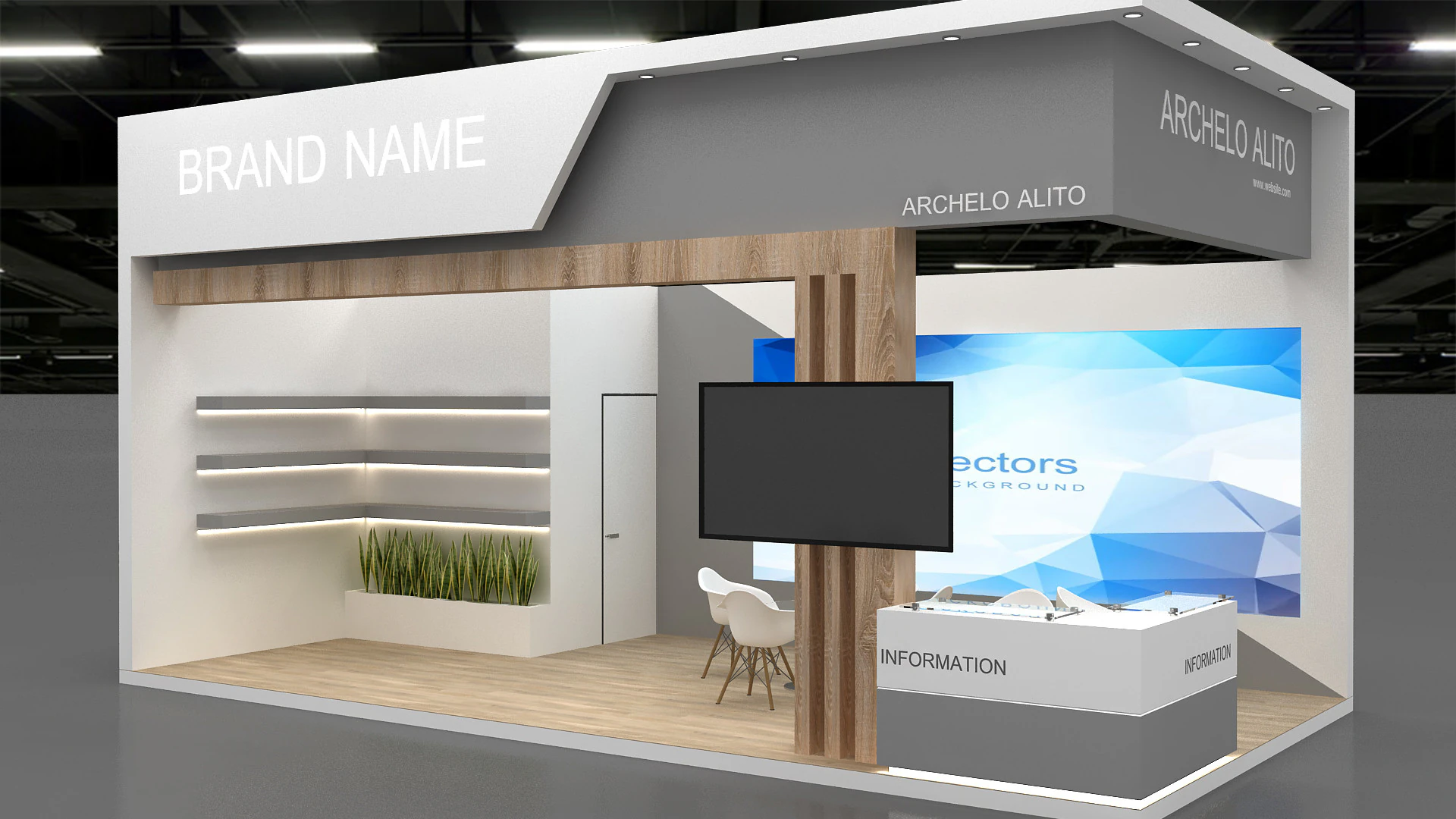 3D Exhibition Stand 3D Model .c4d .max .obj .3ds .fbx .stl .blend 