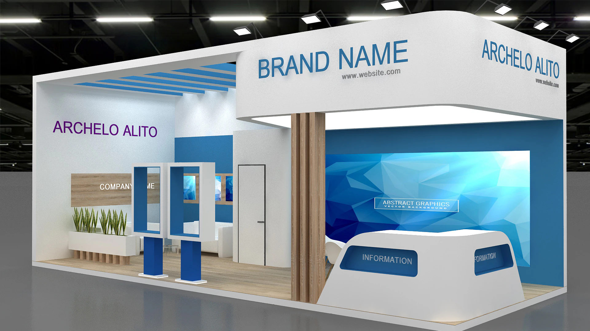 3D Exhibition Booth stall 3D Model .c4d .max .obj .3ds .fbx .stl .blend 