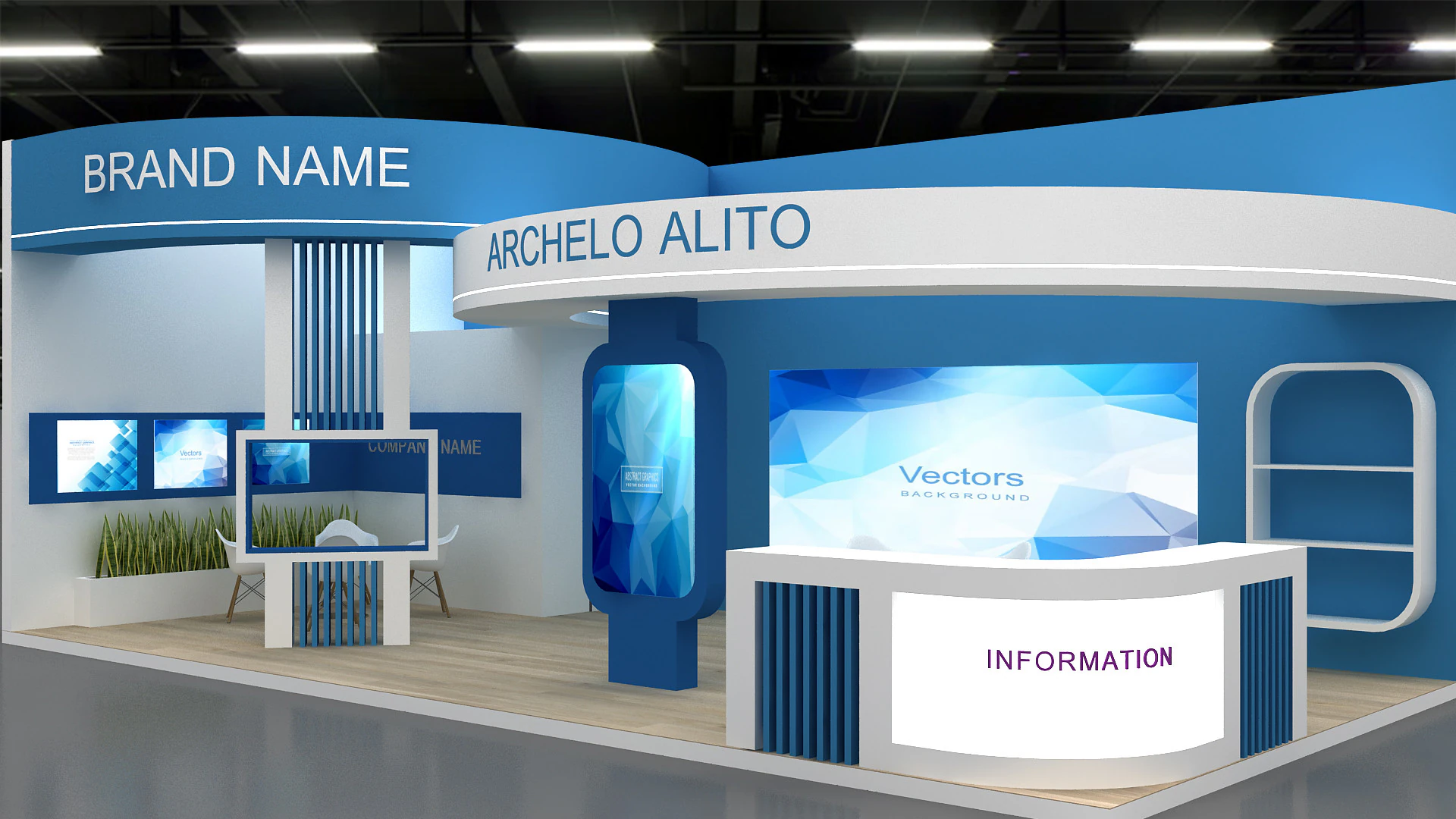 3D Exhibition Stand 3D Model .c4d .max .obj .3ds .fbx .stl .blend 