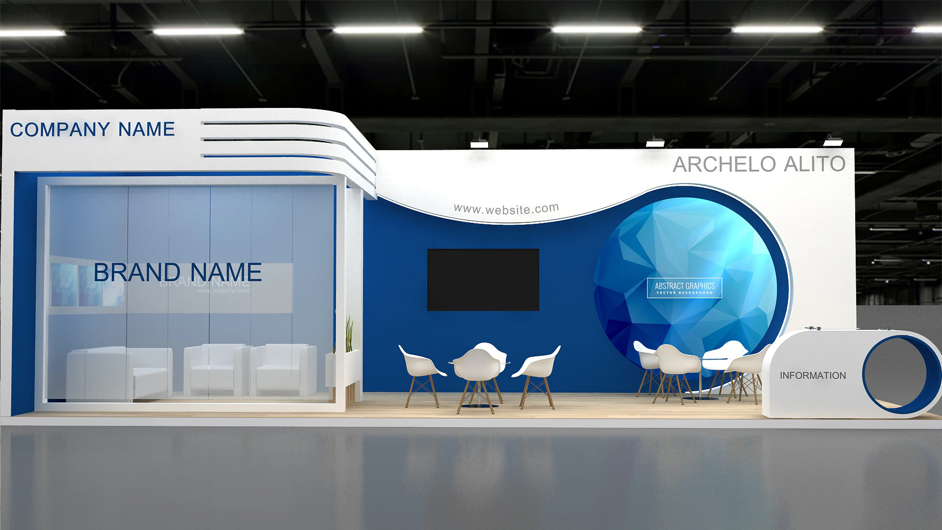 3D Exhibition Stand stall 3D Model .c4d .max .obj .3ds .fbx .stl .blend