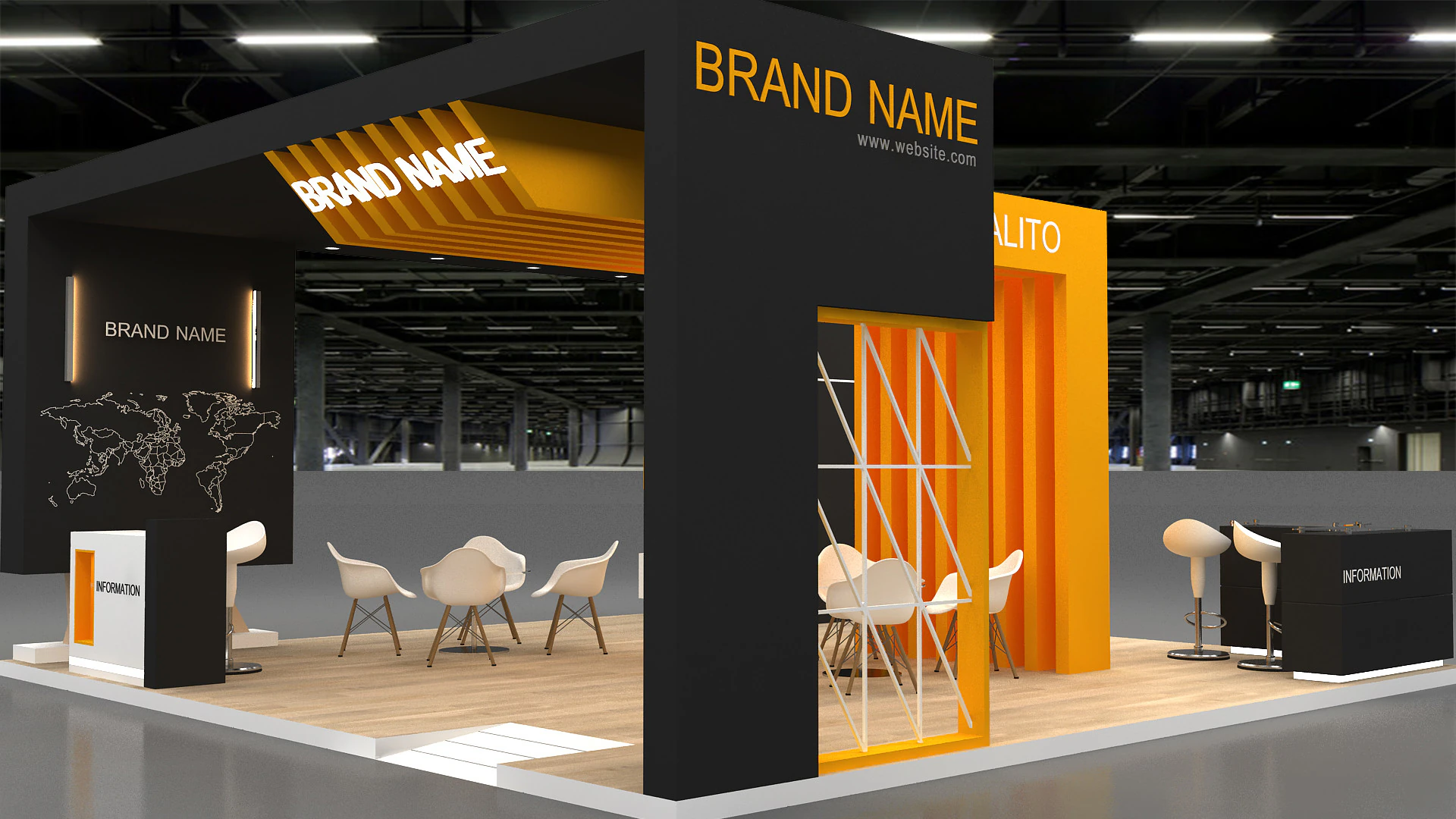 3D Booth stand 3D Model .c4d .max .obj .3ds .fbx .stl .blend