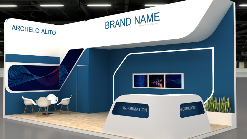 3D Exhibition Stand 3D Модель .c4d .max .obj .3ds .fbx .stl .blend