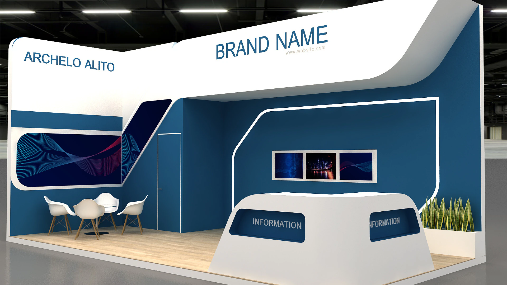 3D Exhibition Stand 3D Model .c4d .max .obj .3ds .fbx .stl .blend 