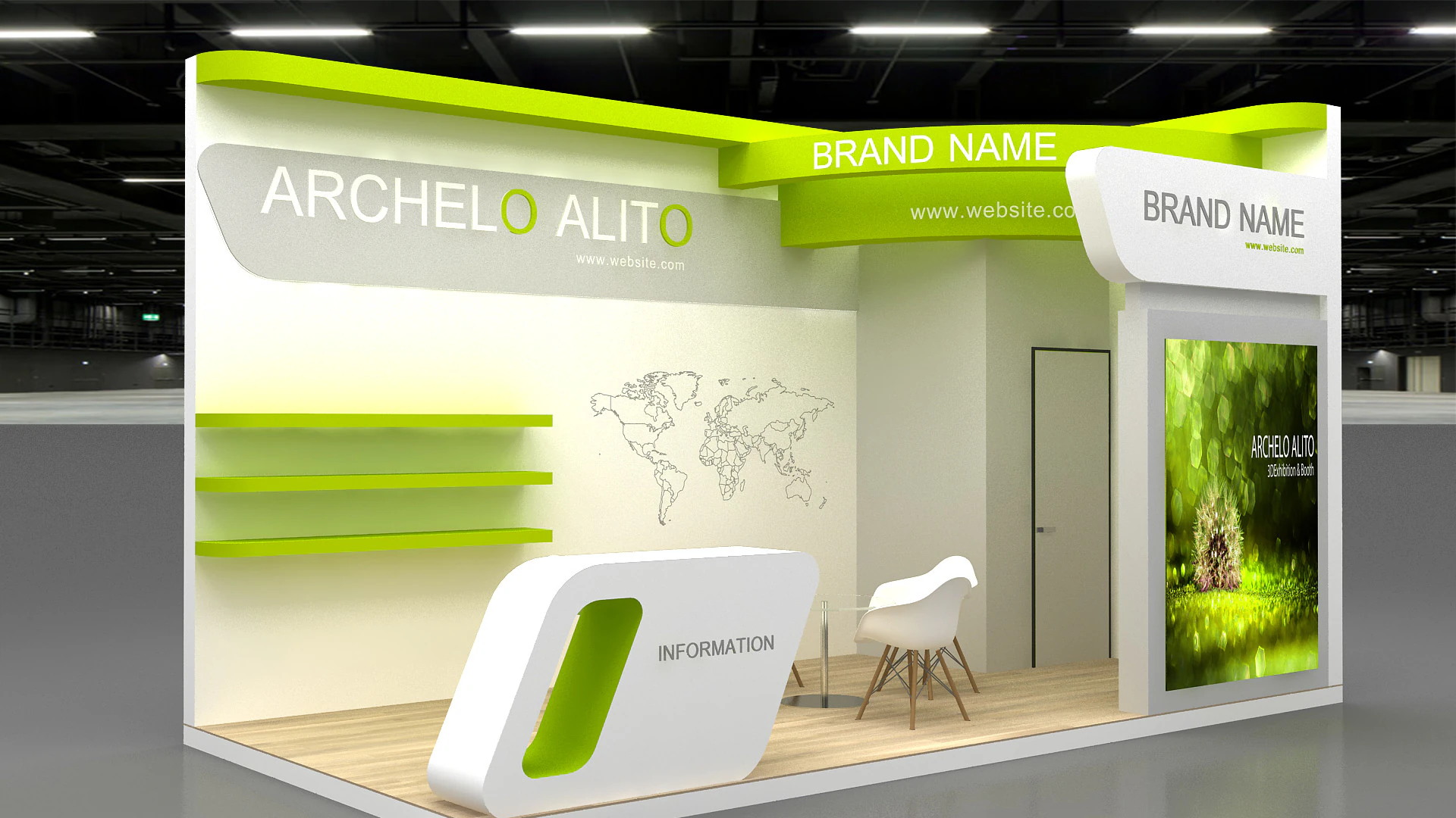 3D Exhibition Booth Model 3D Model .c4d .max .obj .3ds .fbx .stl .blend 