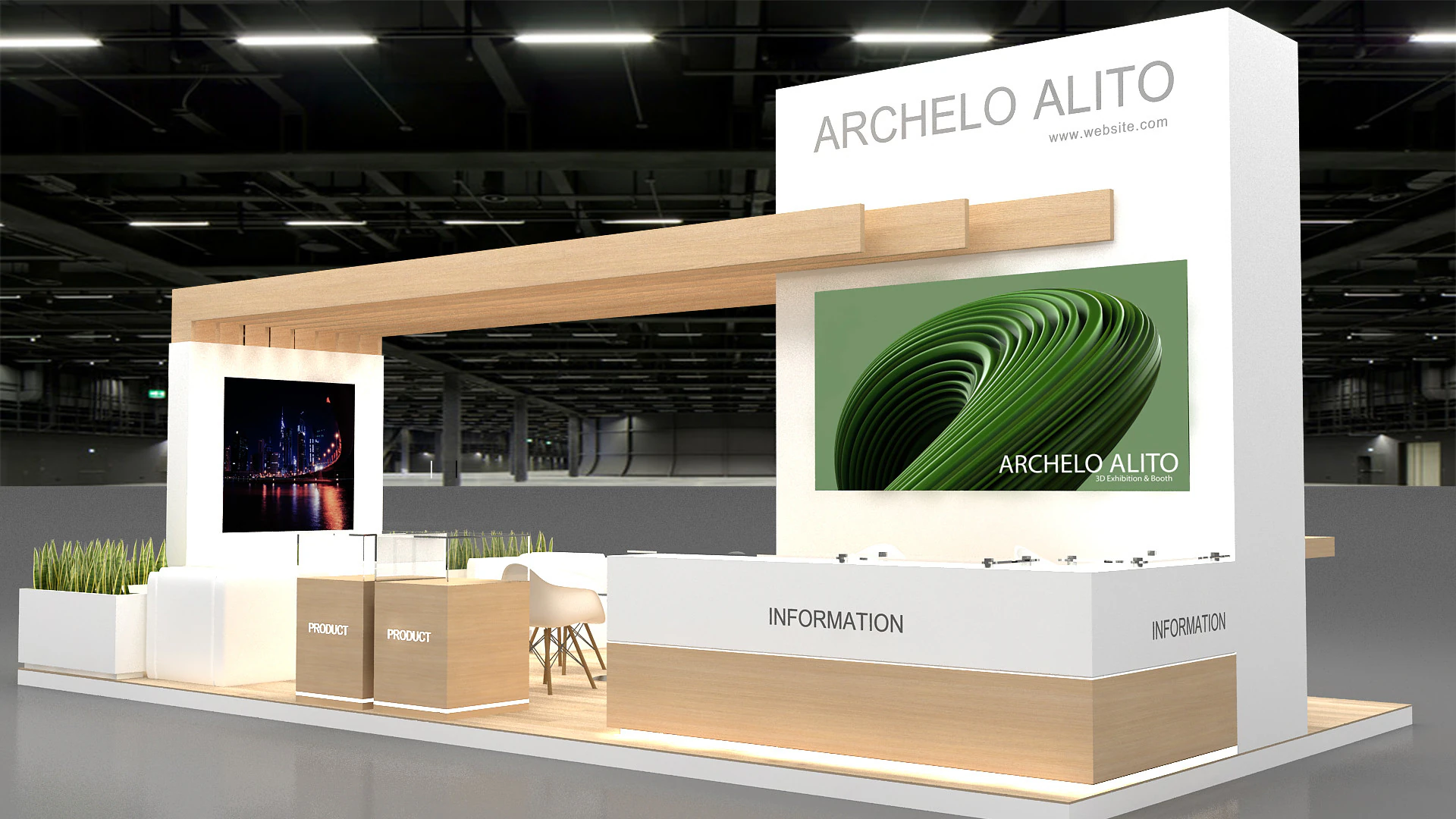 3D Exhibition Booth Model 3D Model .c4d .max .obj .3ds .fbx .stl .blend 