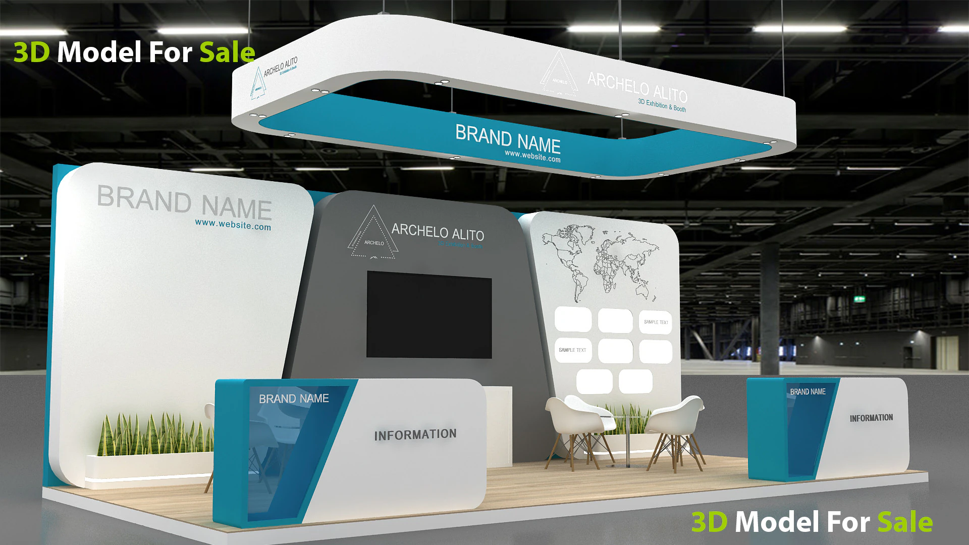3D Exhibition Stand 3D Model .c4d .max .obj .3ds .fbx .stl .blend 
