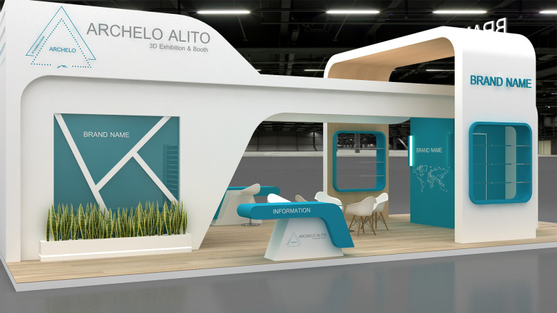 3D Exhibition Booth Model 3D Модель .c4d .max .obj .3ds .fbx .stl .blend 