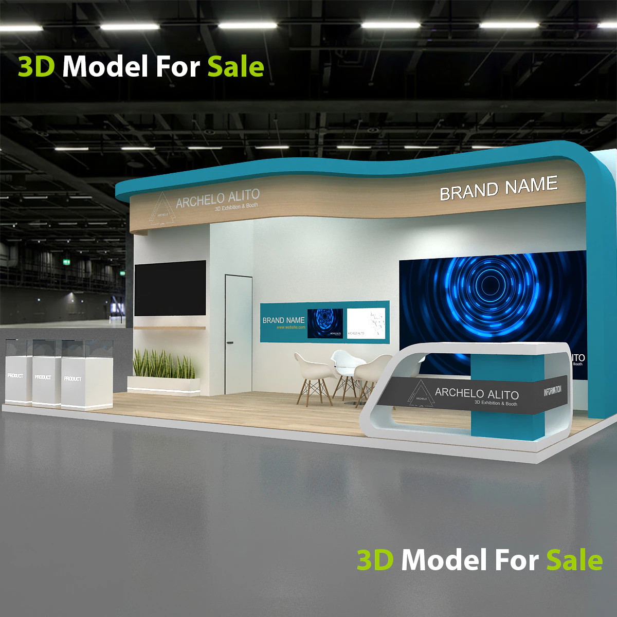 3D Exhibition Stand 3D Model .c4d .max .obj .3ds .fbx .stl .blend 