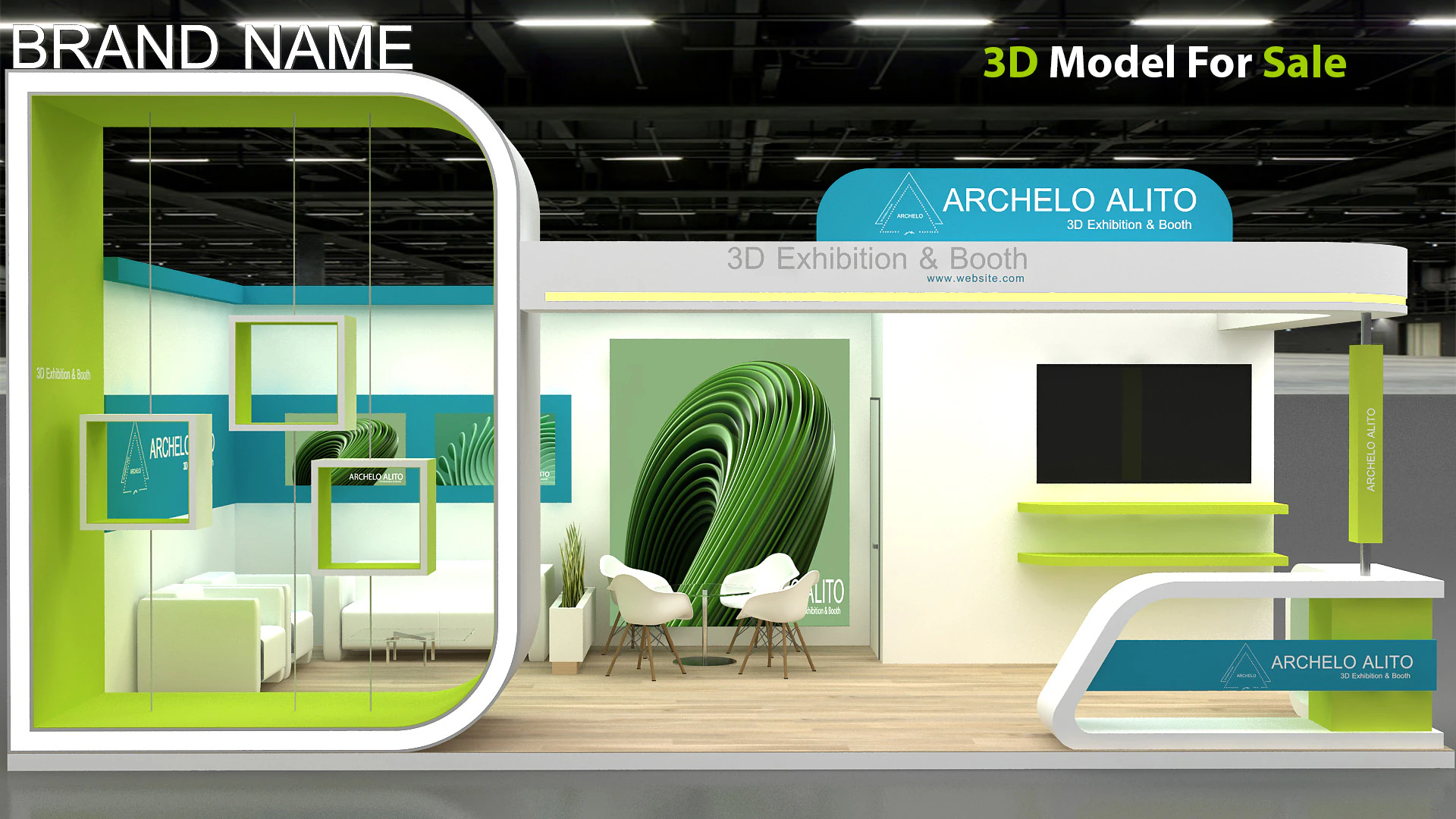 exhibition booth 3D Model .c4d .max .obj .3ds .fbx .stl .blend