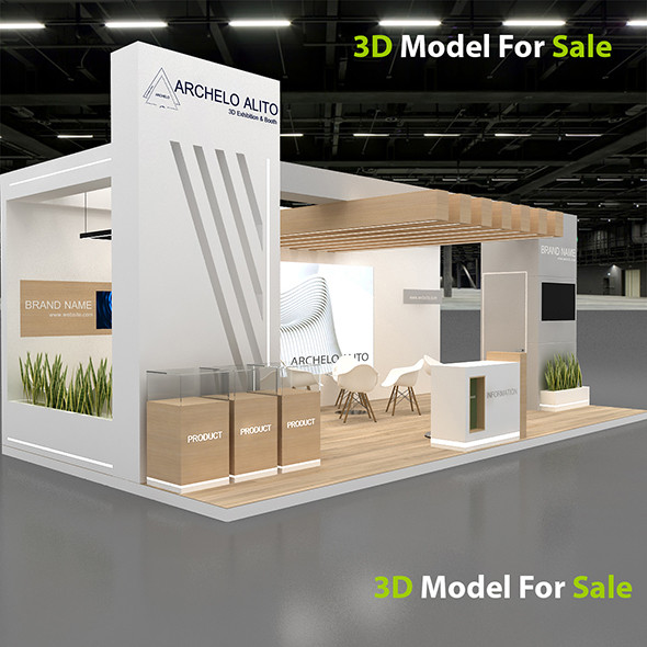 Modern exhibition booth 3D Model .c4d .max .obj .3ds .fbx .stl .blend 