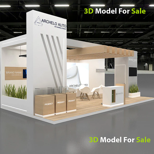 Modern exhibition booth 3D Model .c4d .max .obj .3ds .fbx .stl .blend 